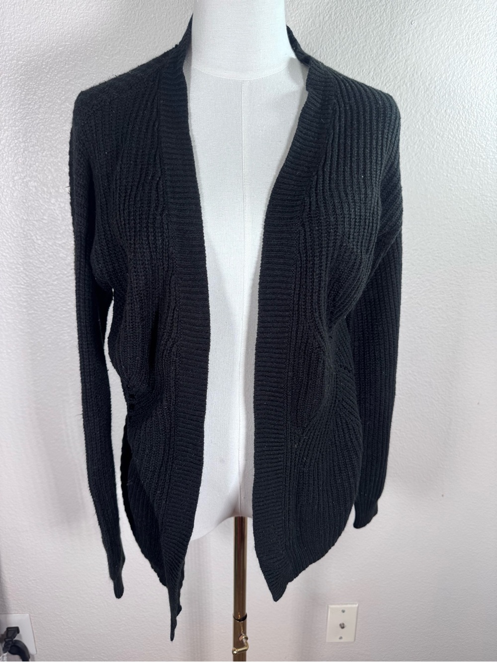 Moral Fiber Black Open-Front Ribbed Cardigan